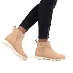 TOMS Women's Cleo Water-Resistant Desert Tan Suede Leather Booties size 9
